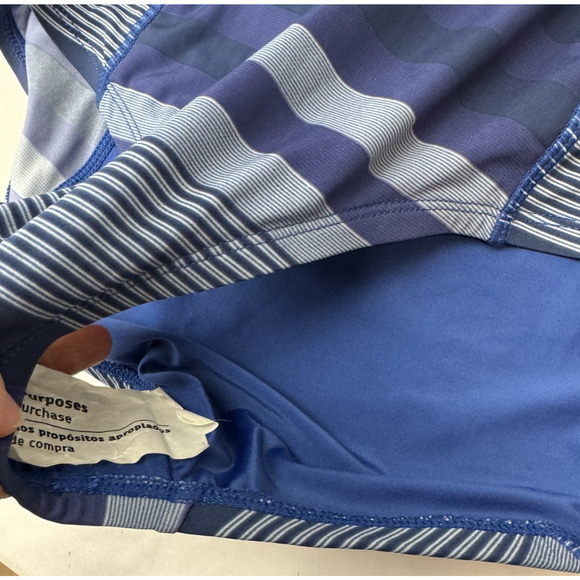 NWT UV Skinz UPF 50+ Swimsuit Long Sleeve Blue Stripes Women's Large - Picture 9 of 10